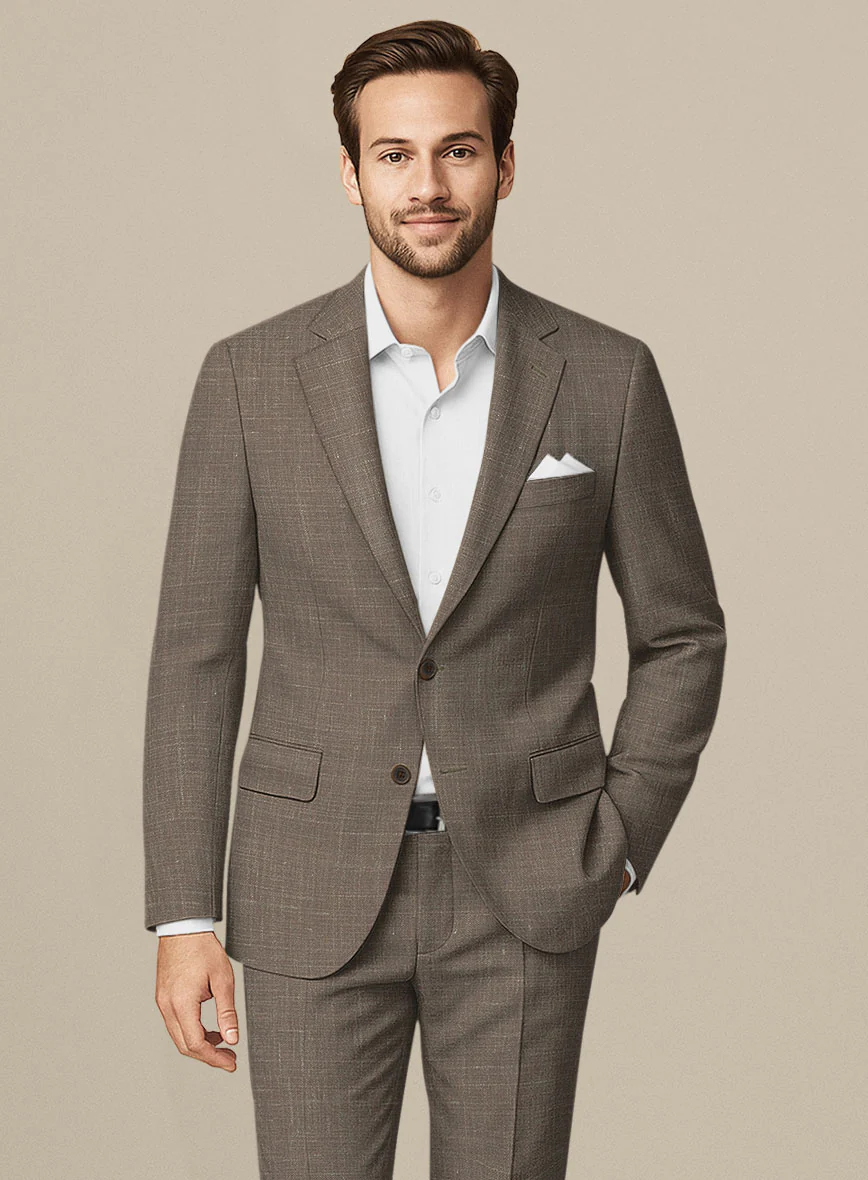 Italian Murano Brown Wool Linen Suit - Image 3