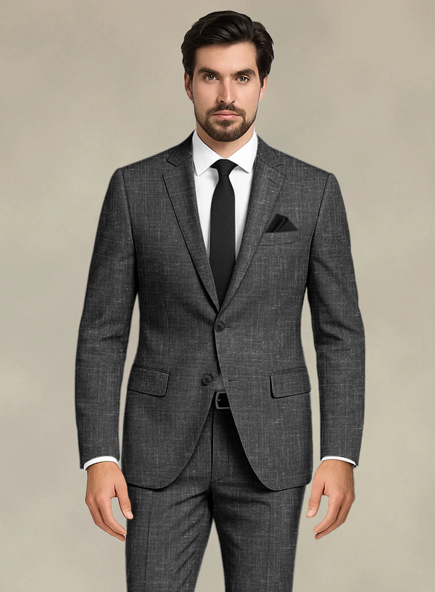Italian Murano Charcoal Wool Linen Jacket - Image 2