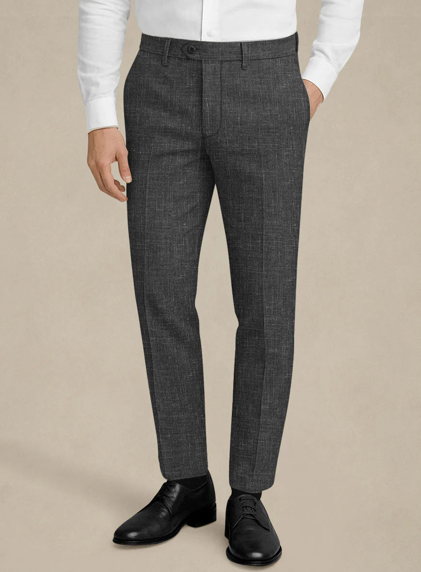 Italian Murano Charcoal Wool Linen Pants