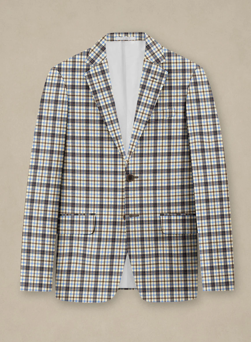 Italian Murano Cipco Checks Wool Linen Silk Jacket