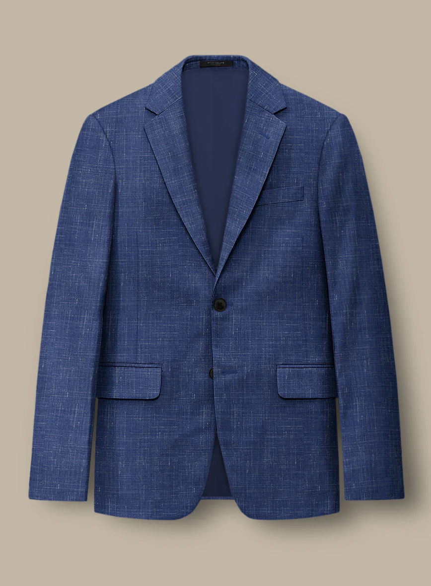Italian Murano Cobalt Blue Wool Linen Jacket