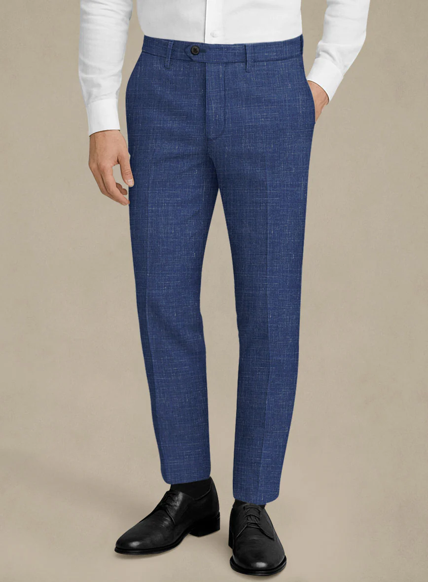 Italian Murano Cobalt Blue Wool Linen Pants