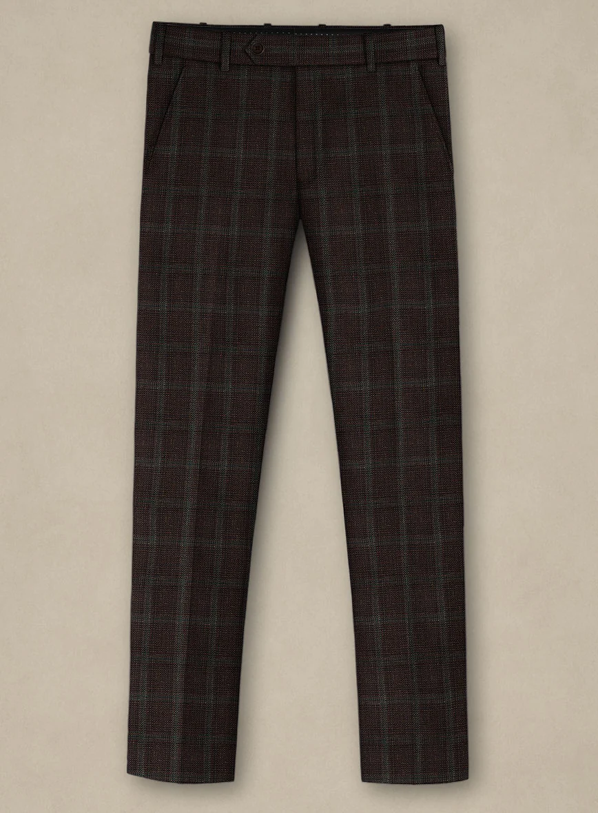Italian Murano Corri Checks Wool Linen Silk Pants - Image 2