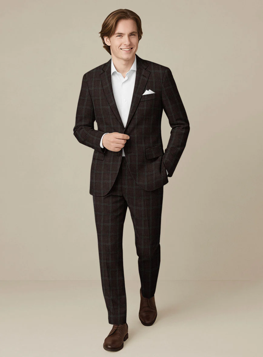 Italian Murano Corri Checks Wool Linen Silk Suit