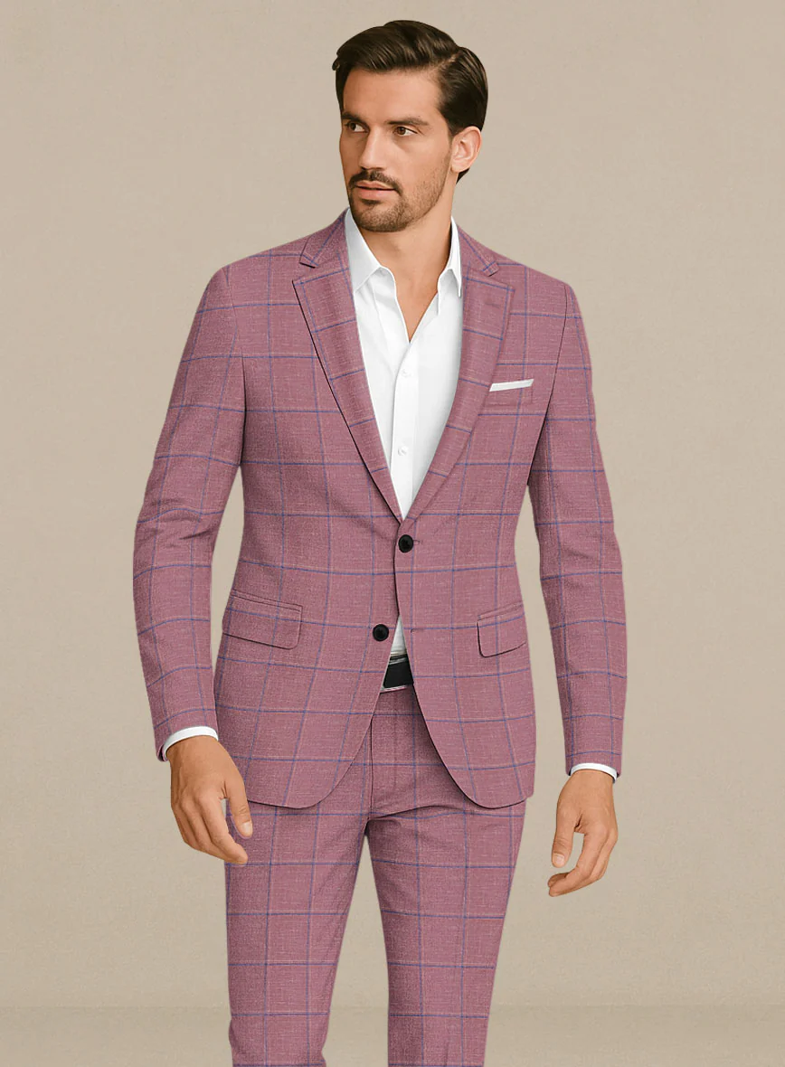 Italian Murano Drope Pink Wool Linen Silk Suit - Image 3
