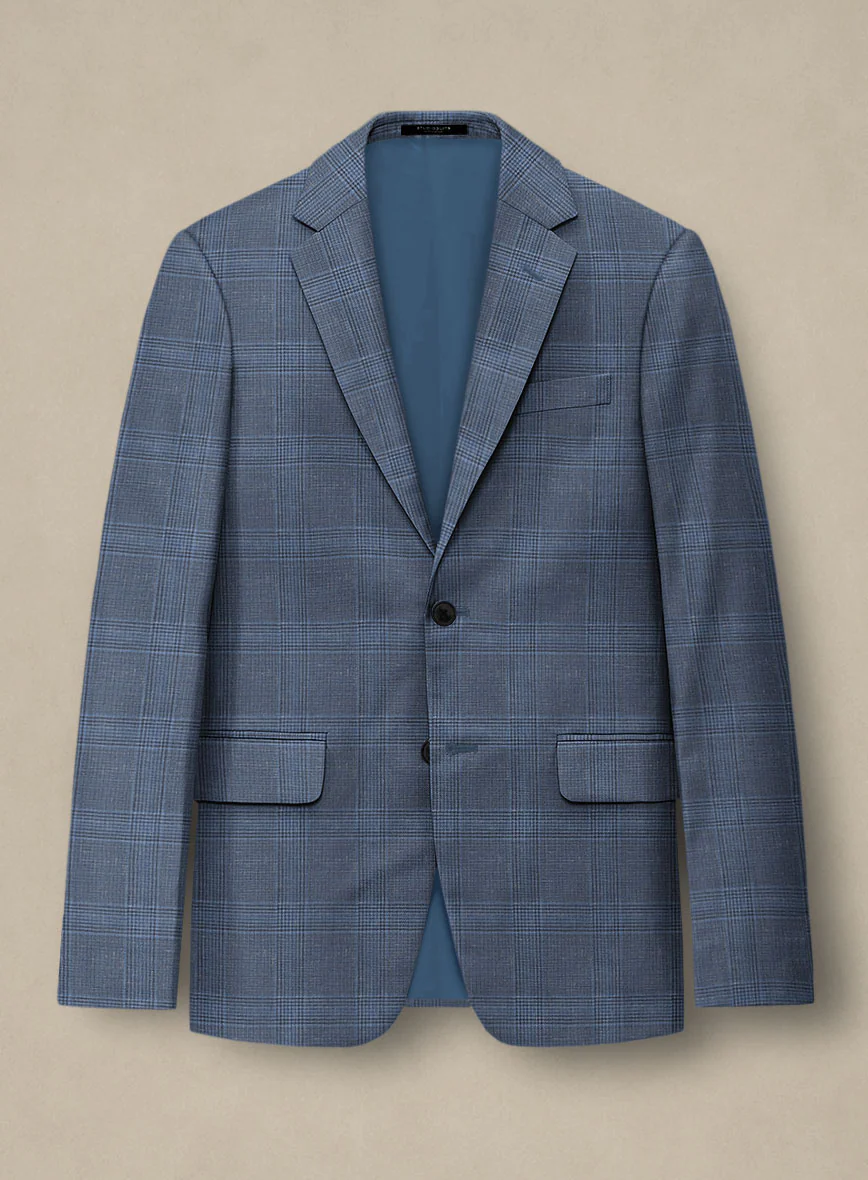 Italian Murano Enora Blue Wool Linen Silk Jacket