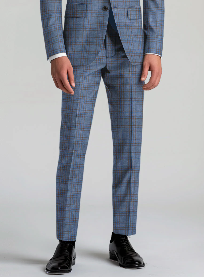 Italian Murano Herita Blue Wool Linen Pants
