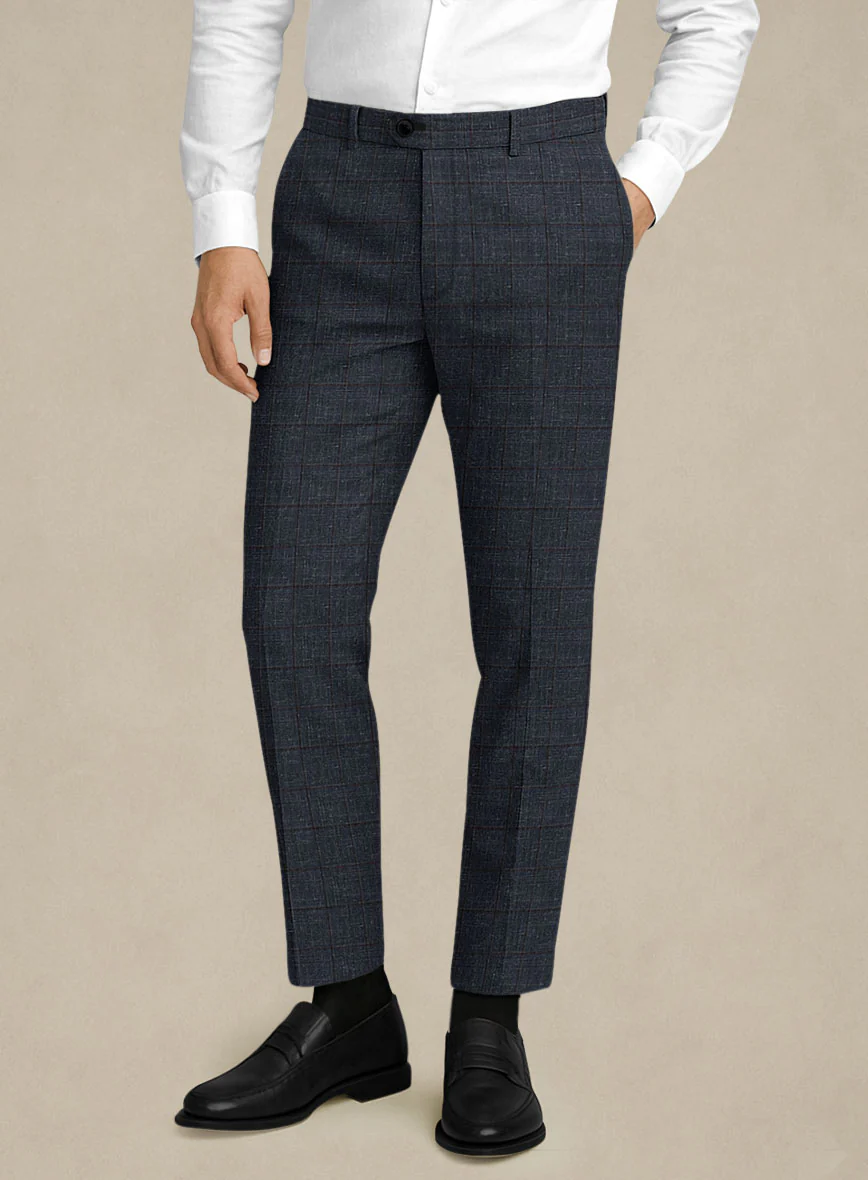 Italian Murano Ili Blue Wool Linen Silk Pants