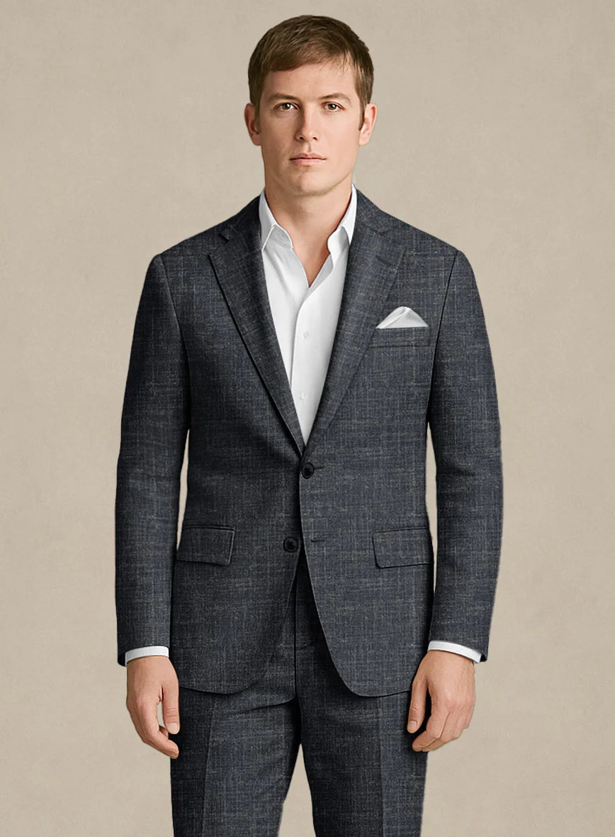 Italian Murano Indigo Blue Wool Linen Suit - Image 3