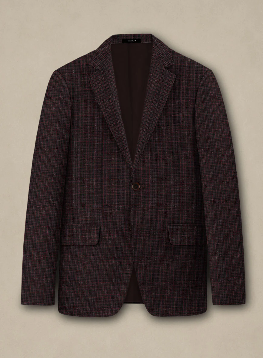 Italian Murano Irgo Checks Wool Linen Silk Jacket