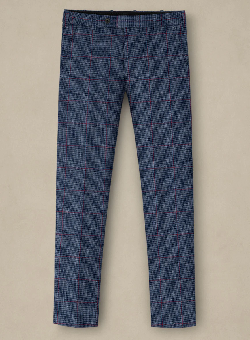 Italian Murano Leopo Blue Wool Linen Pants - Image 2