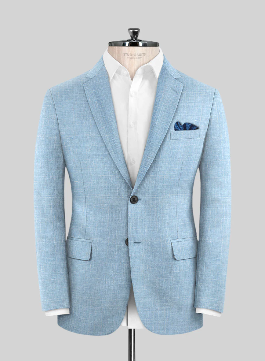 Italian Murano Light Blue Wool Linen Jacket