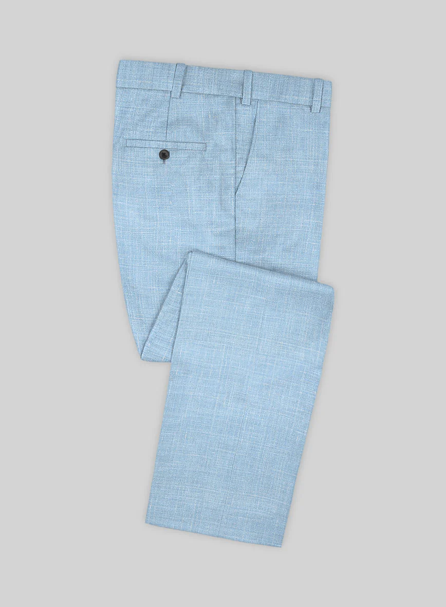 Italian Murano Light Blue Wool Linen Suit - Image 4