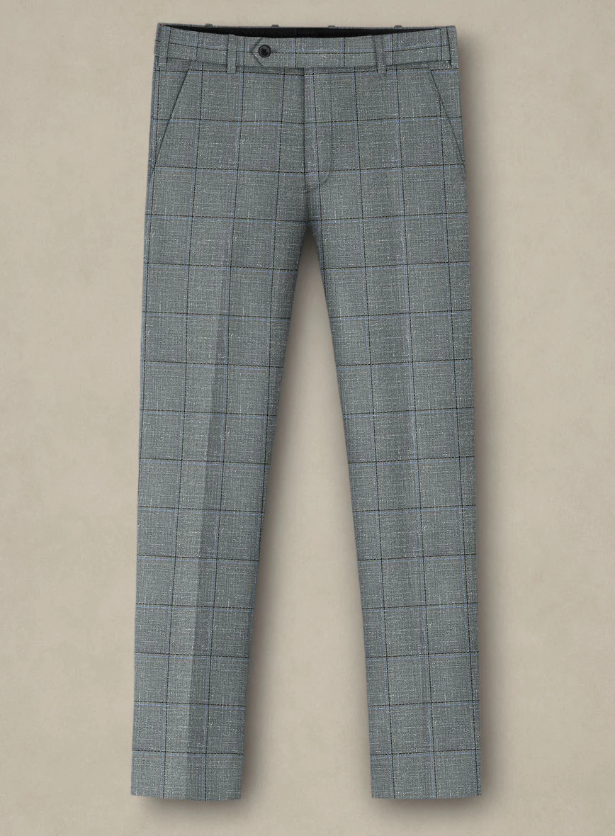 Italian Murano Light Gray Wool Linen Silk Pants - Image 2