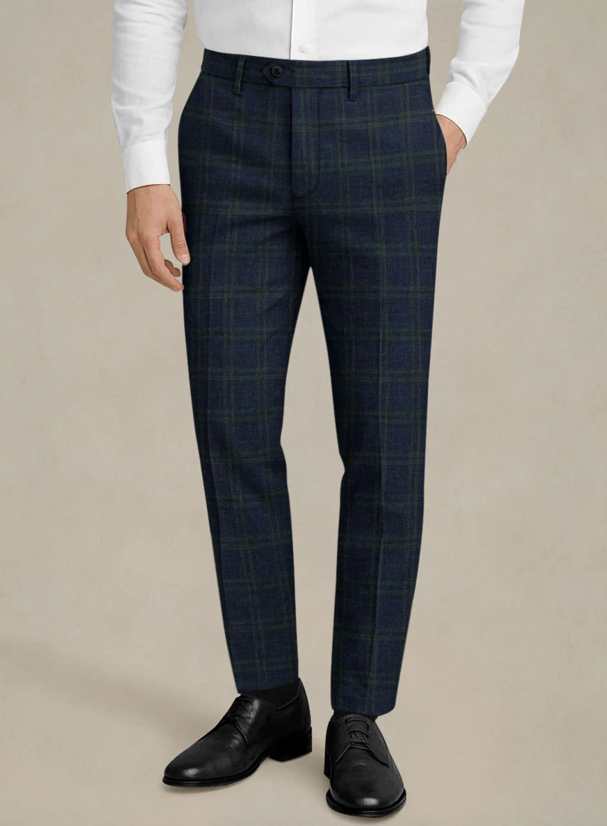 Italian Murano Loni Blue Wool Linen Silk Pants