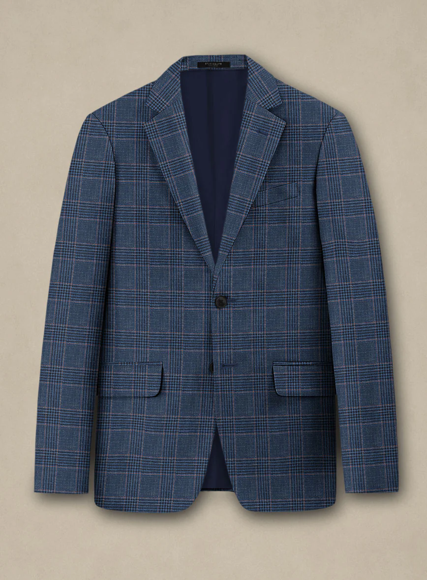 Italian Murano Najela Blue Wool Linen Silk Jacket