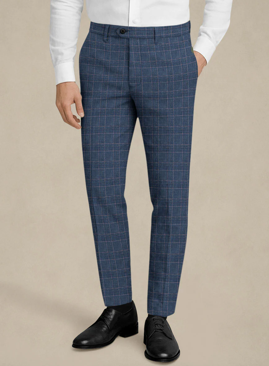 Italian Murano Najela Blue Wool Linen Silk Pants