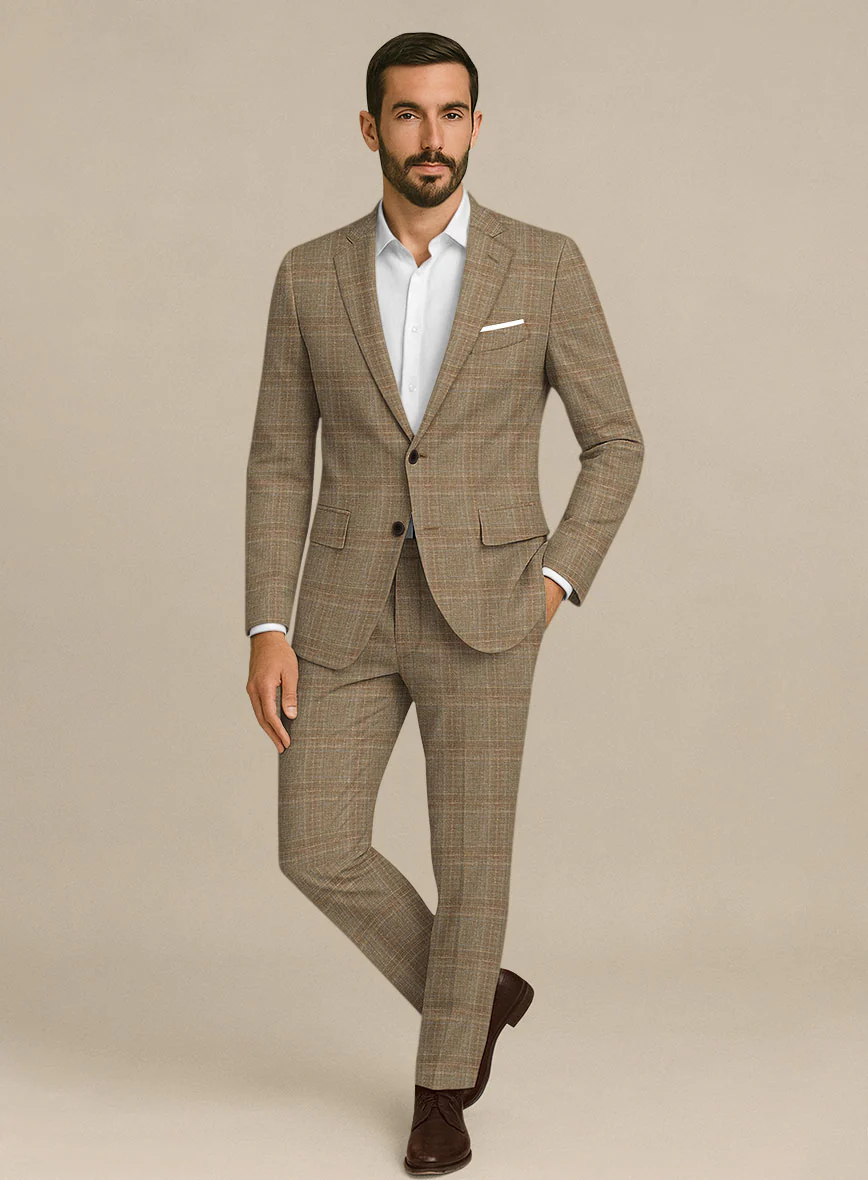 Italian Murano Ocavi Brown Wool Linen Silk Suit
