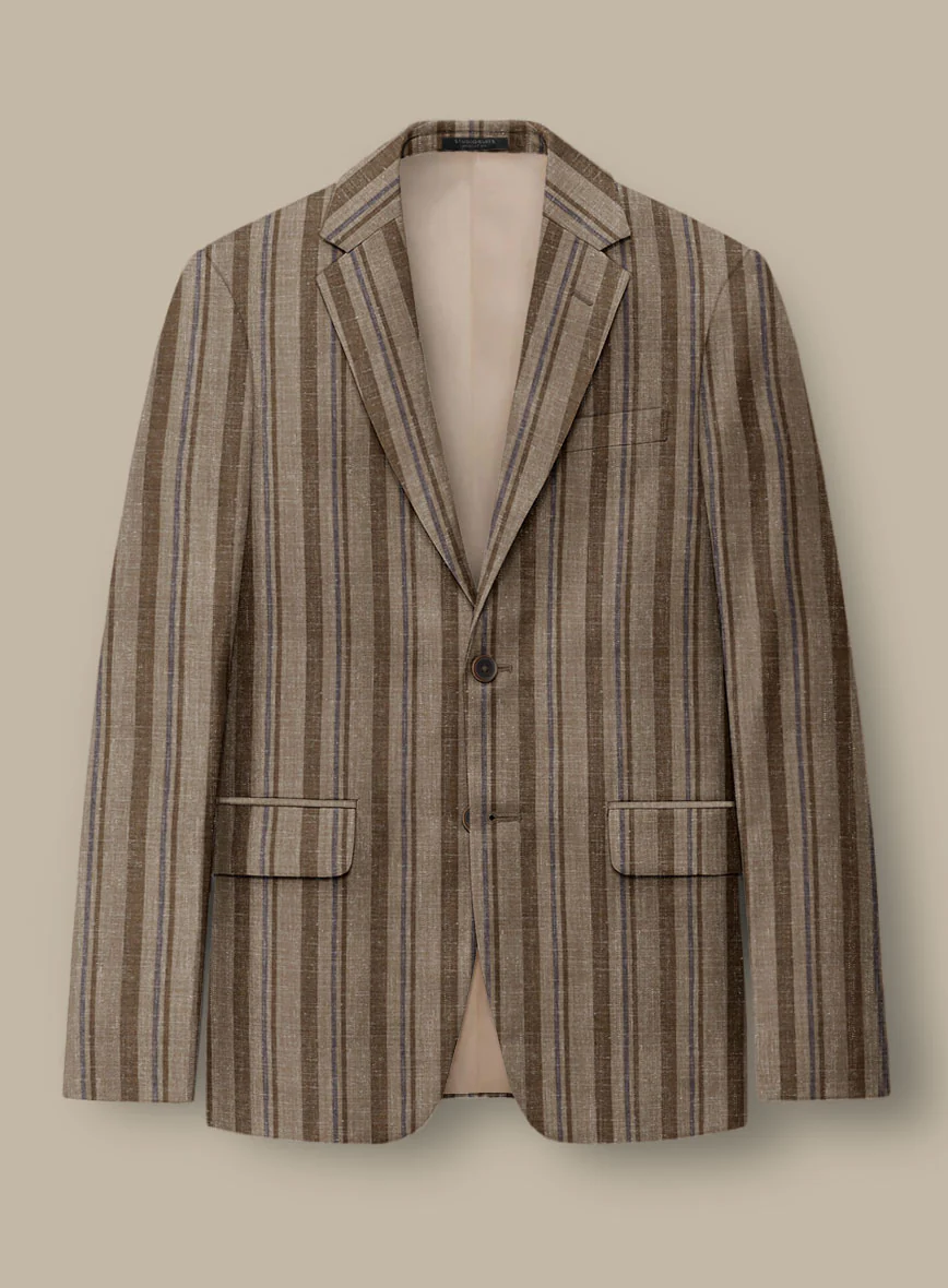 Italian Murano Omini Stripe Wool Linen Silk Jacket