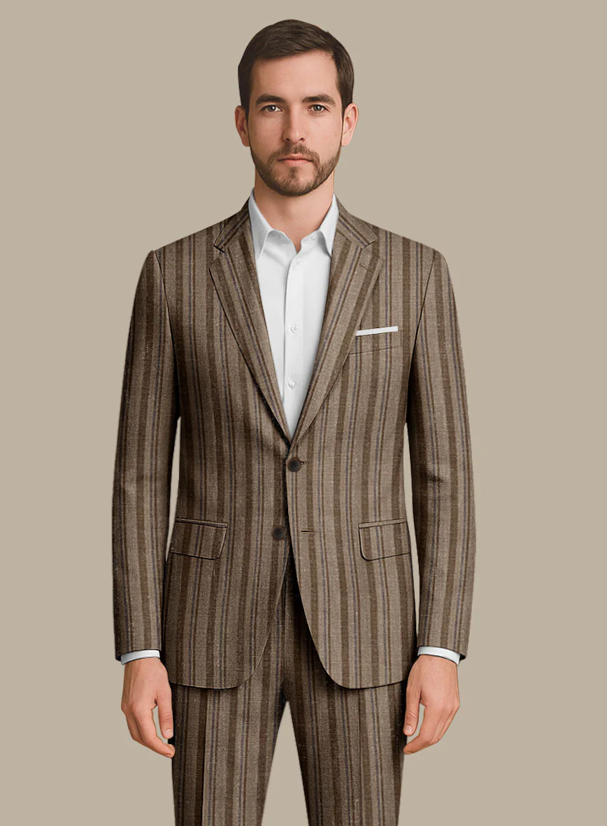 Italian Murano Omini Stripe Wool Linen Silk Jacket - Image 2