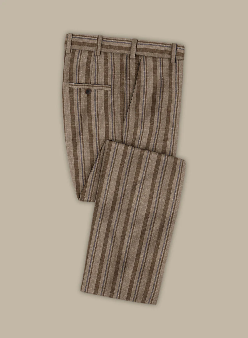 Italian Murano Omini Stripe Wool Linen Silk Pants - Image 2