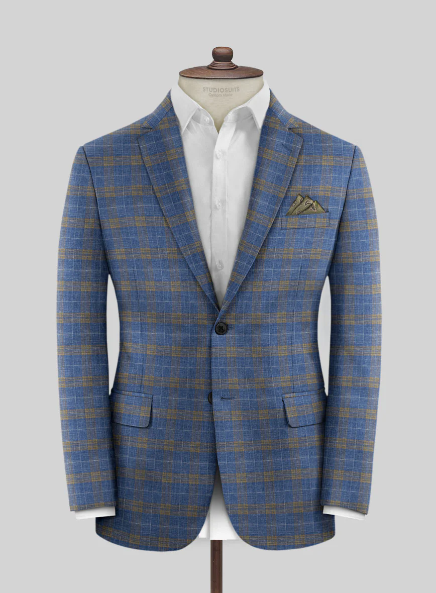 Italian Murano Pelias Blue Wool Linen Jacket