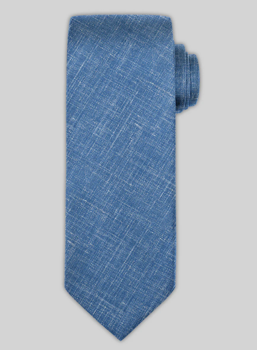 Italian Murano Wool Linen Tie - Portland Blue