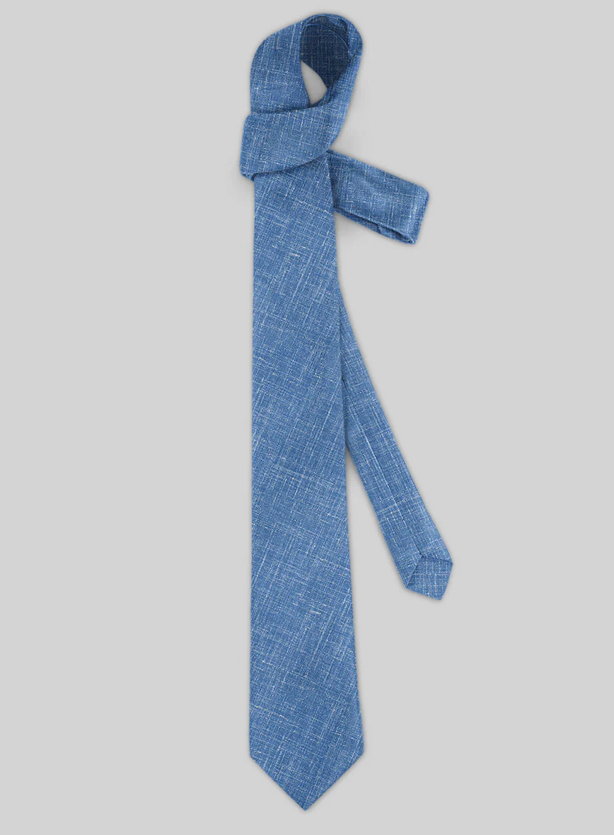 Italian Murano Wool Linen Tie - Portland Blue - Image 2