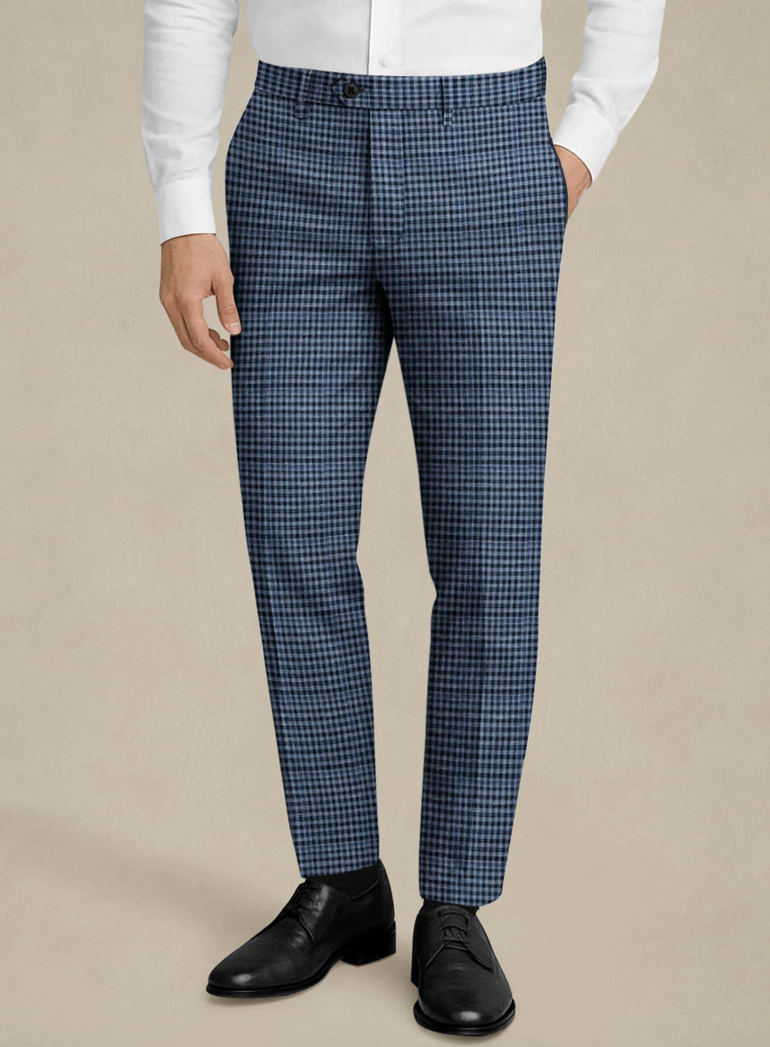 Italian Murano Ramesa Blue Wool Linen Silk Pants
