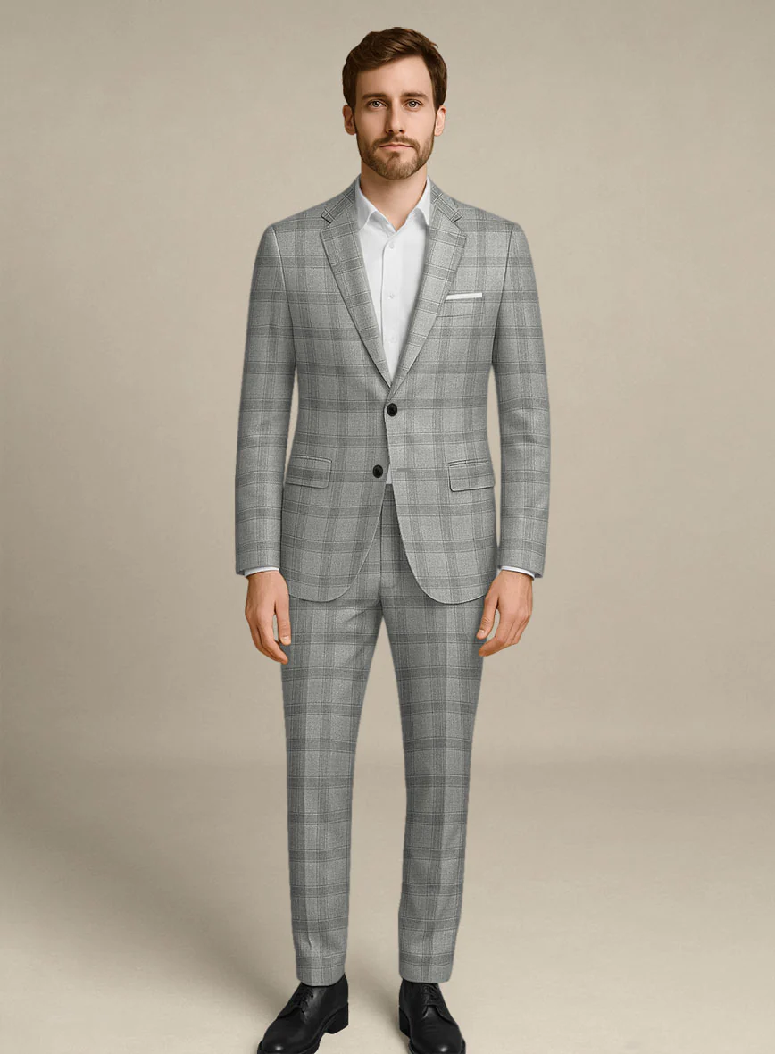 Italian Murano Sageo Gray Wool Linen Silk Suit