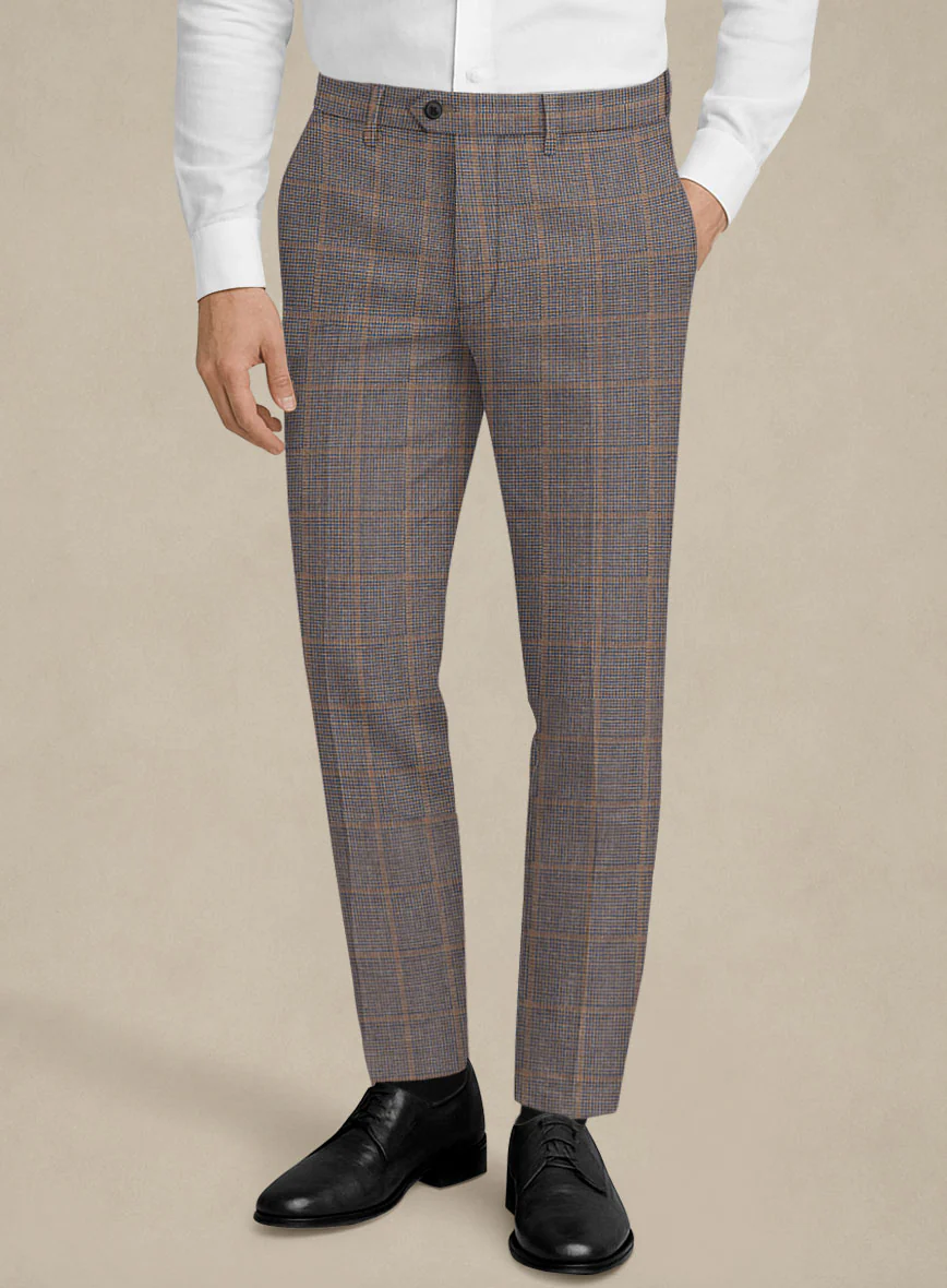 Italian Murano Satie Houndstooth Wool Linen Silk Pants