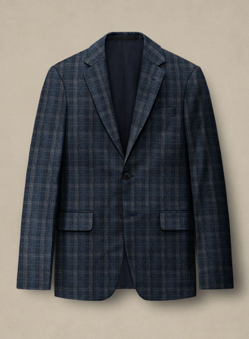 Italian Murano Sovil Blue Wool Linen Silk Jacket