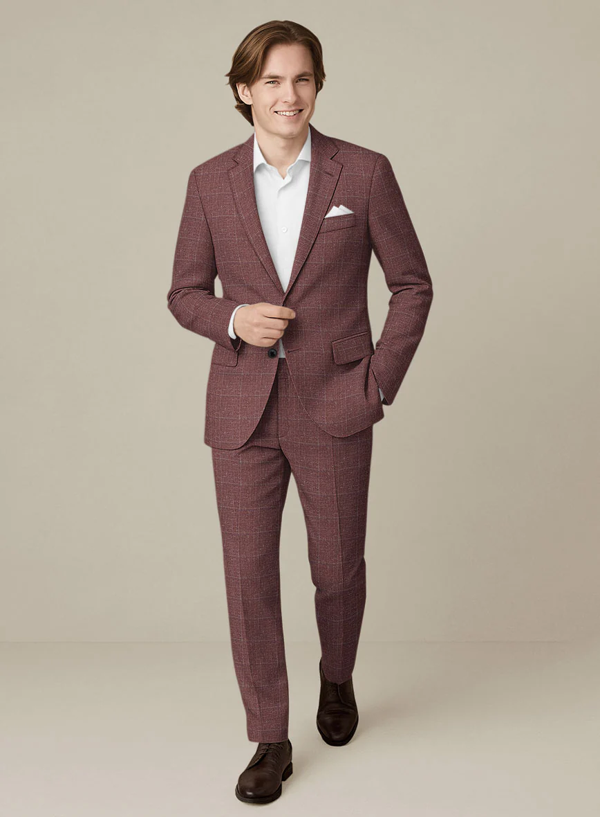 Italian Murano Vireja Mauve Wool Linen Silk Suit