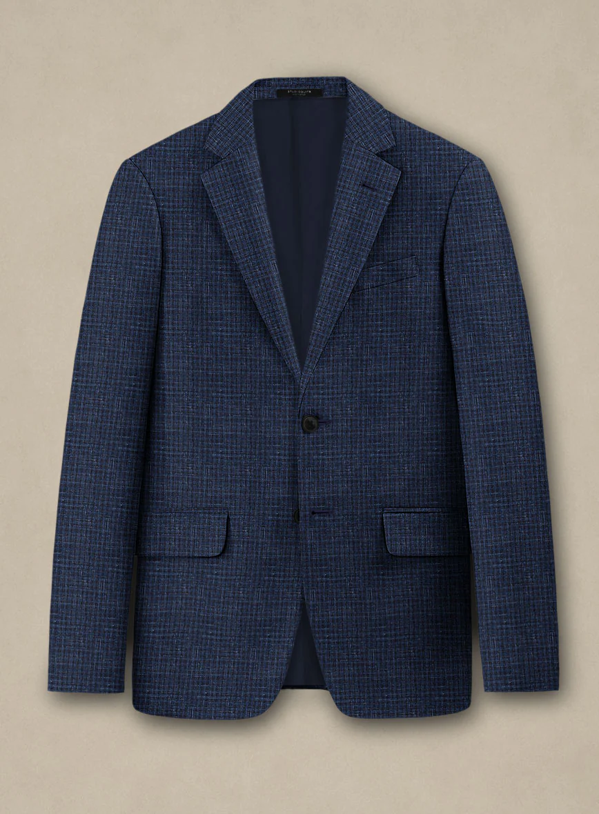 Italian Murano Zonla Blue Wool Linen Jacket