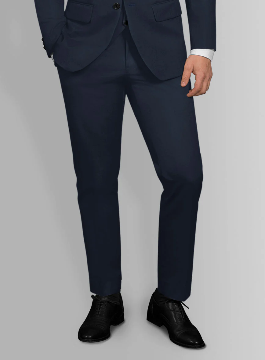 Italian Navy Blue Cotton Stretch Suit - Image 5