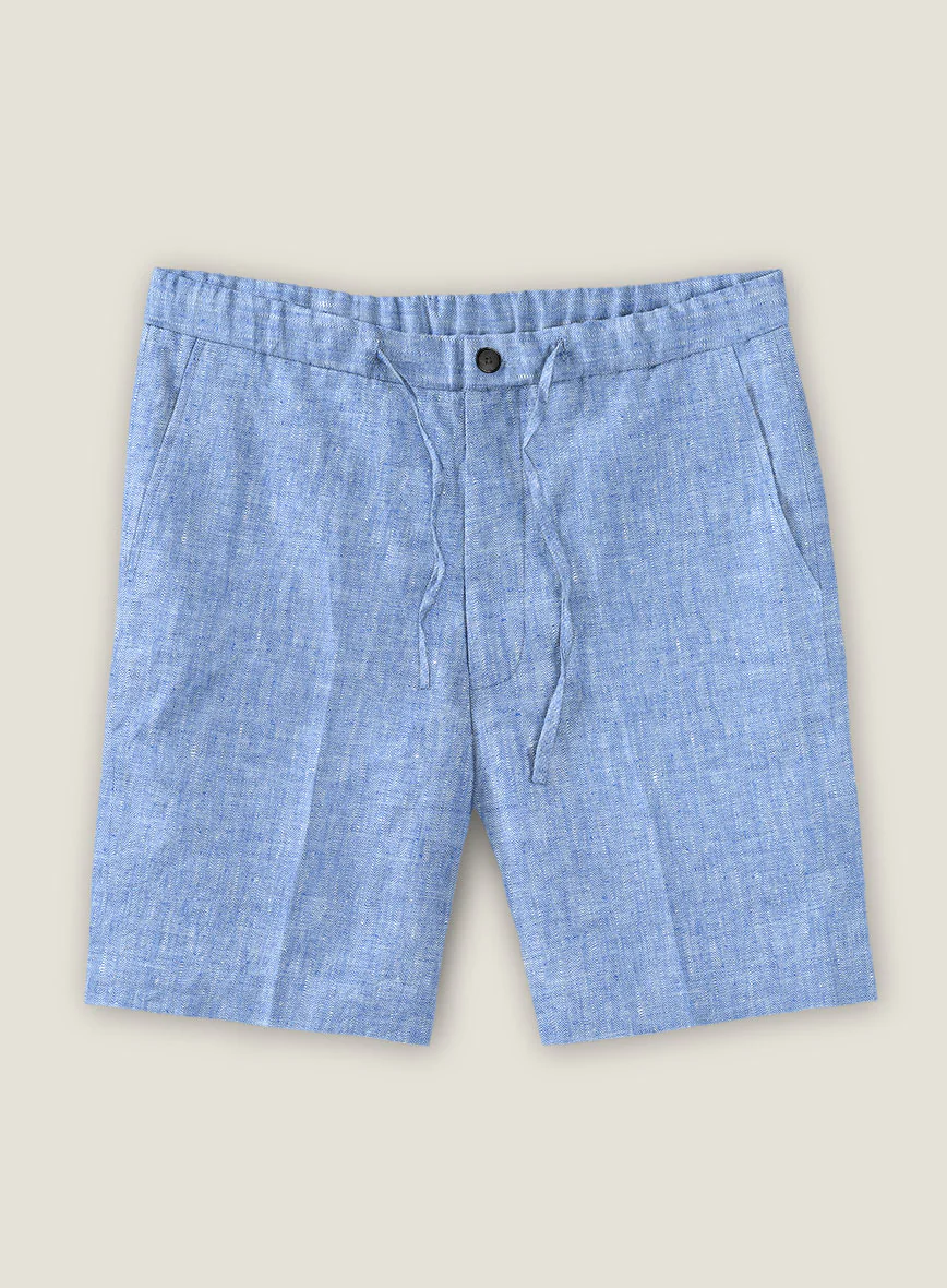 Italian Nile Blue Linen Shorts