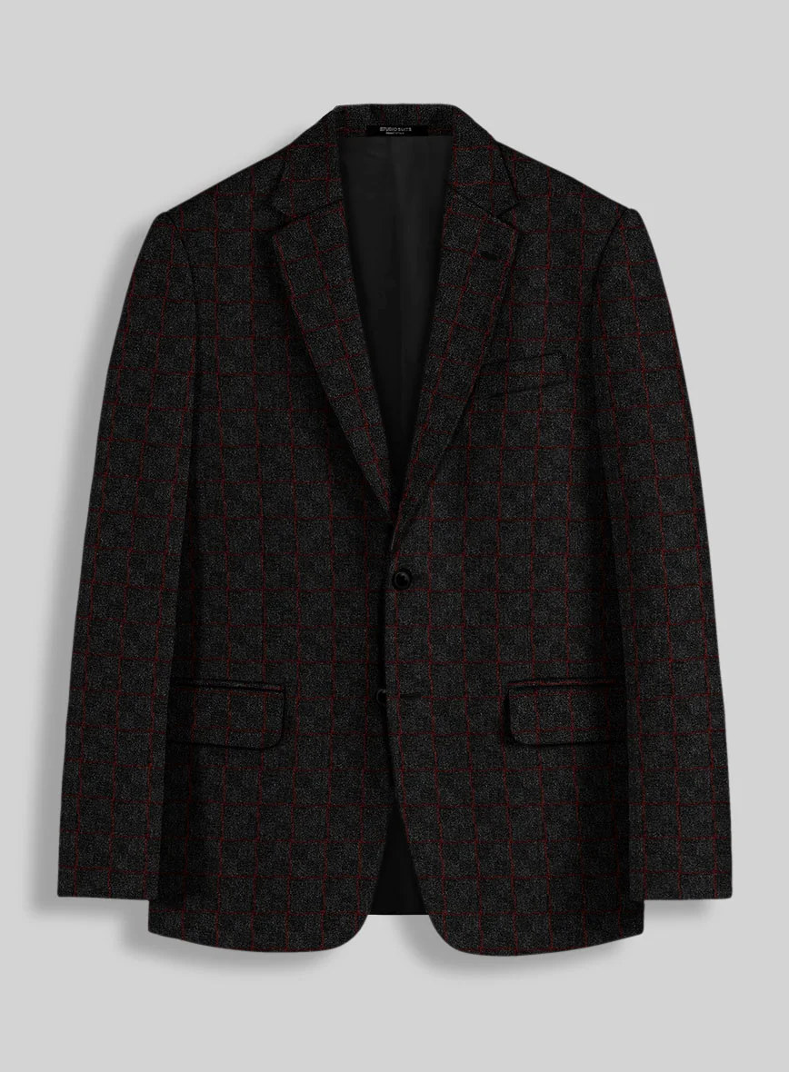 Italian Oxide Charcoal Check Tweed Jacket