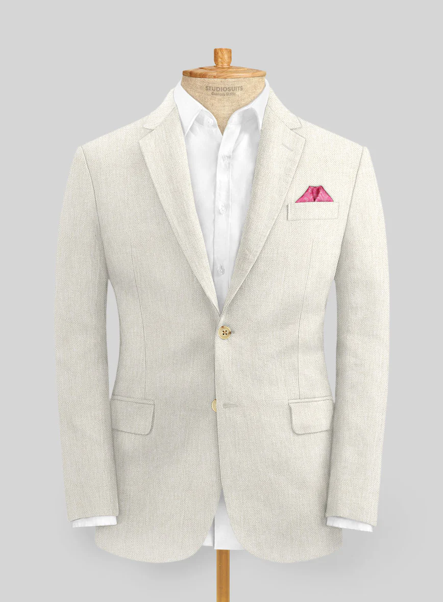 Italian Prato Beige Dobby Linen Jacket