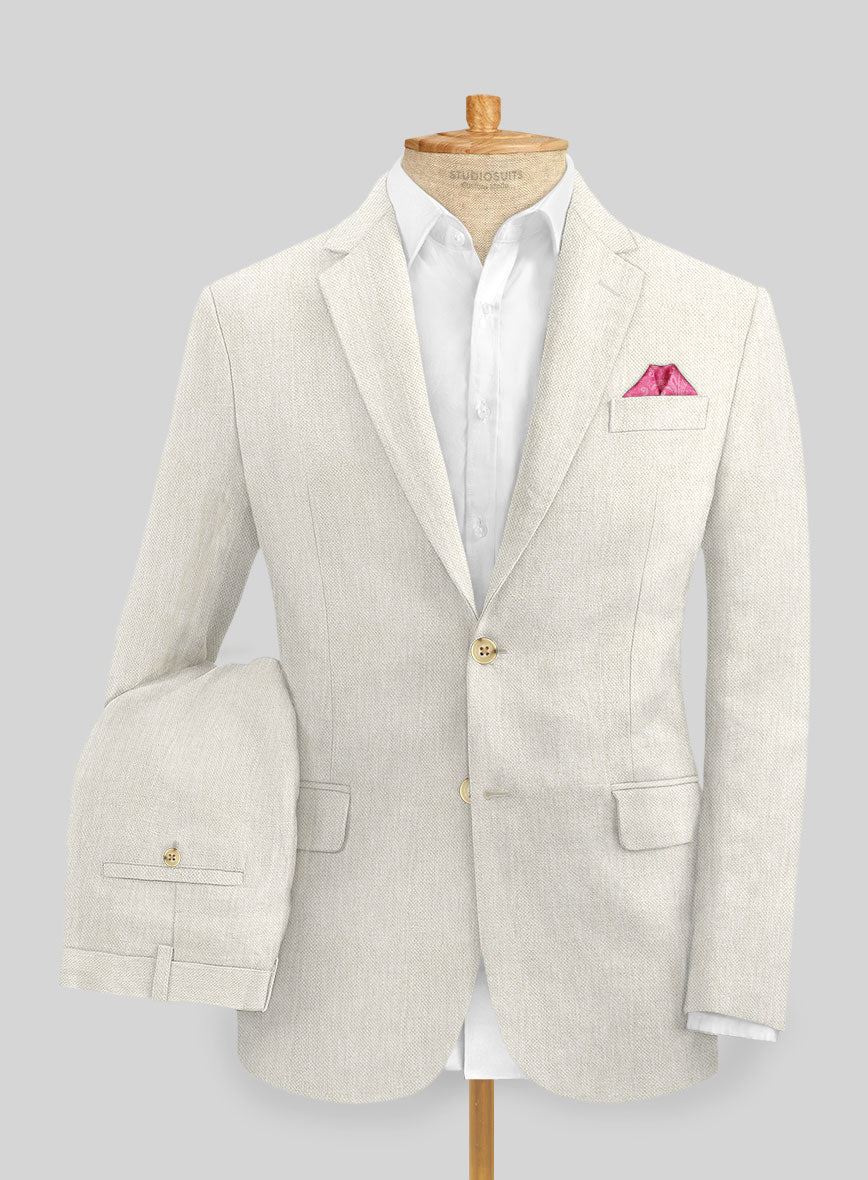 Italian Prato Beige Dobby Linen Suit