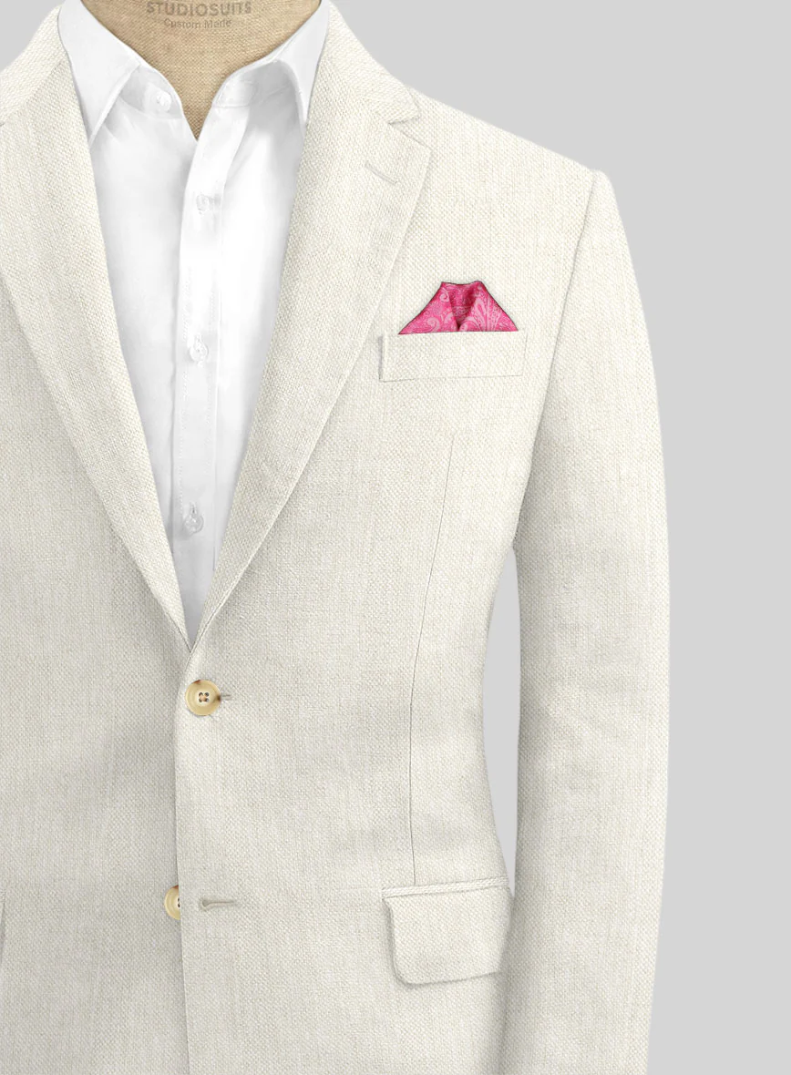 Italian Prato Beige Dobby Linen Suit - Image 4