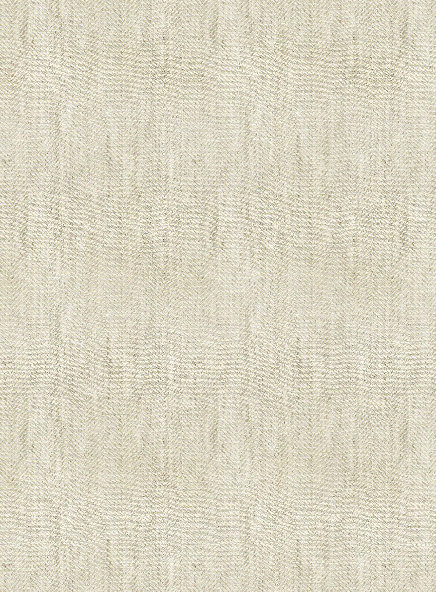Italian Prato Beige Herringbone Linen Pants - Image 3