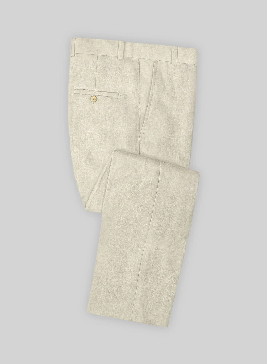 Italian Prato Beige Herringbone Linen Suit - Image 4