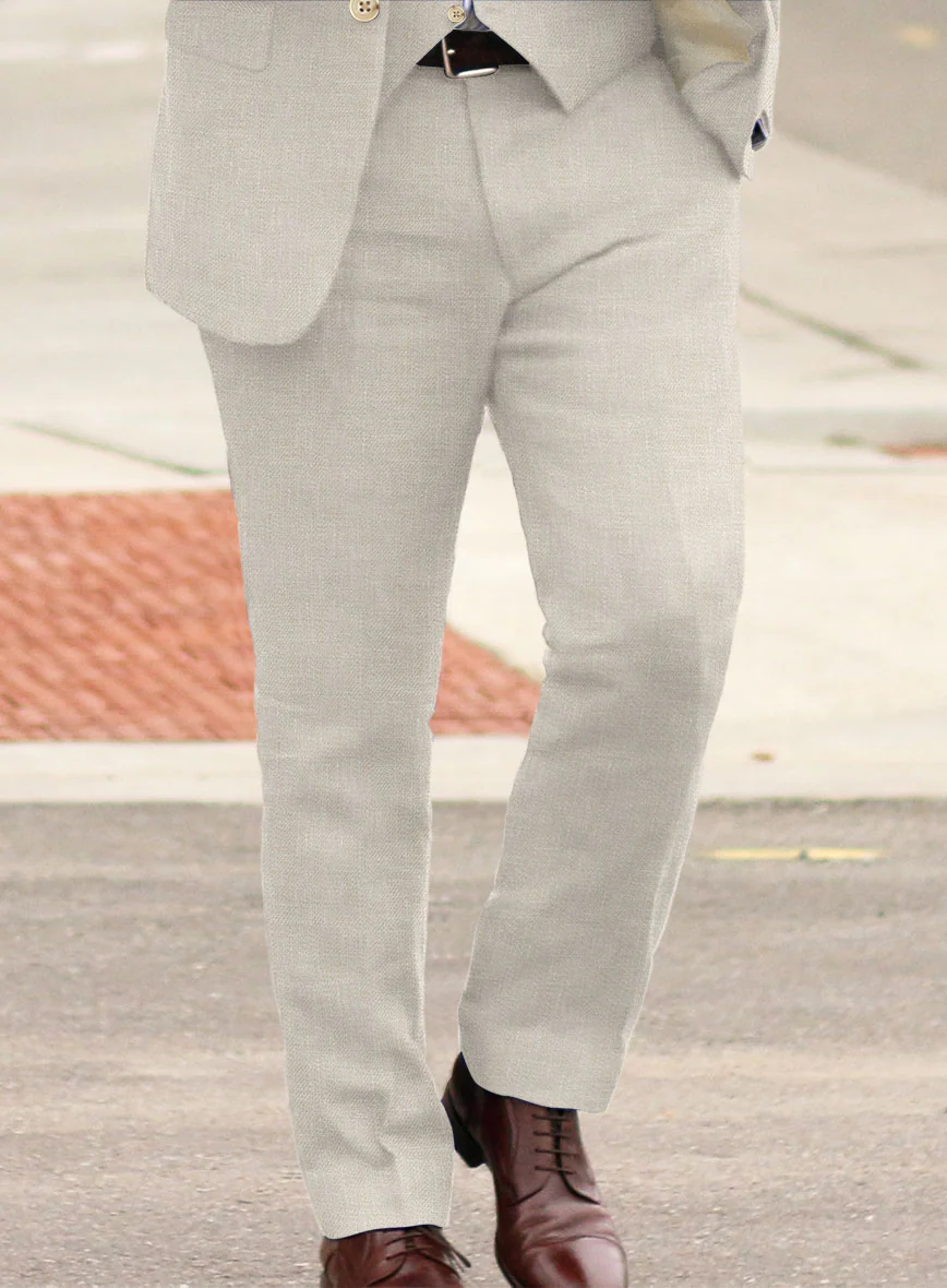 Italian Prato Beige Linen Pants - Image 2