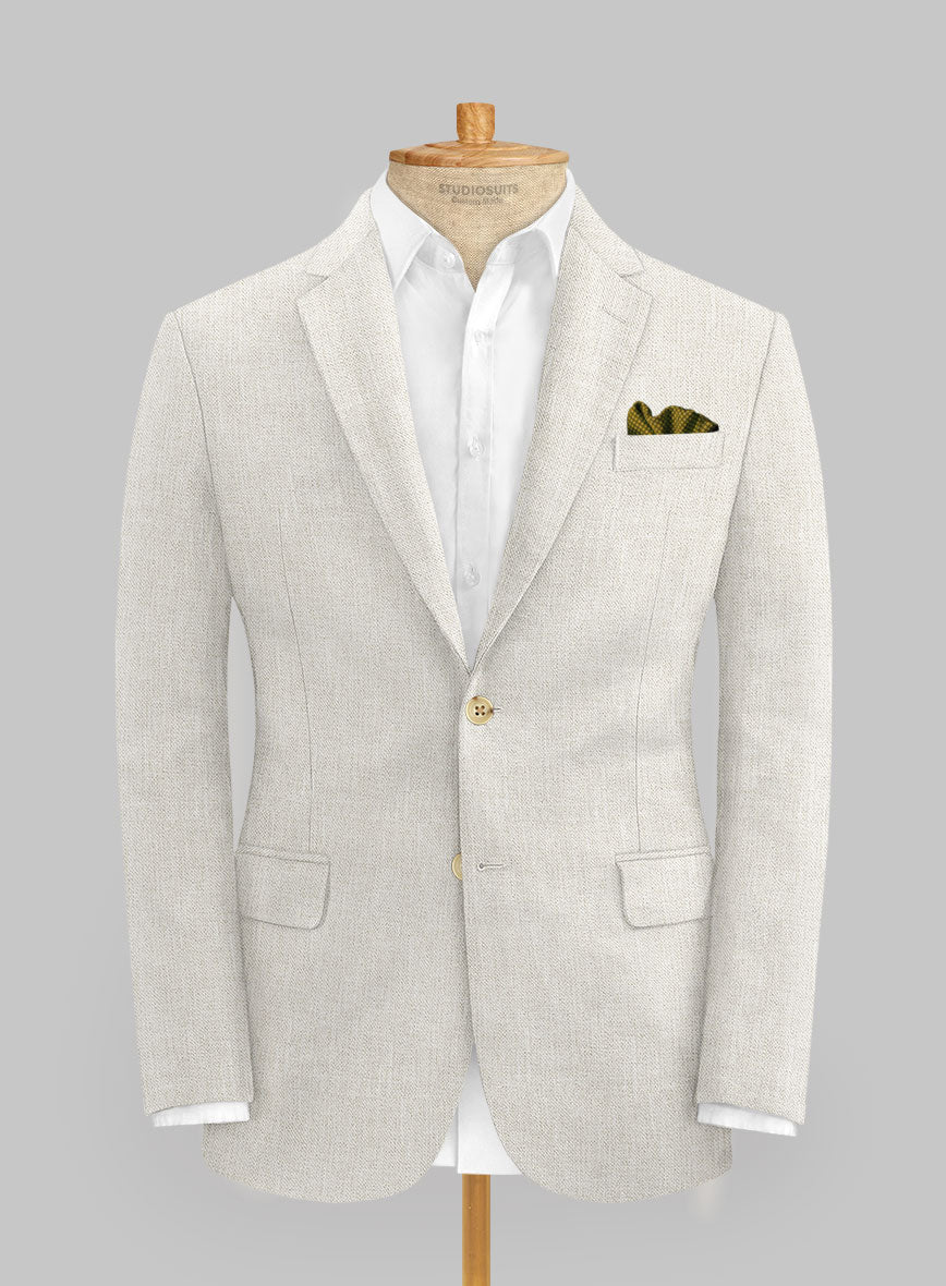 Italian Prato Beige Sharkskin Linen Suit - Image 3