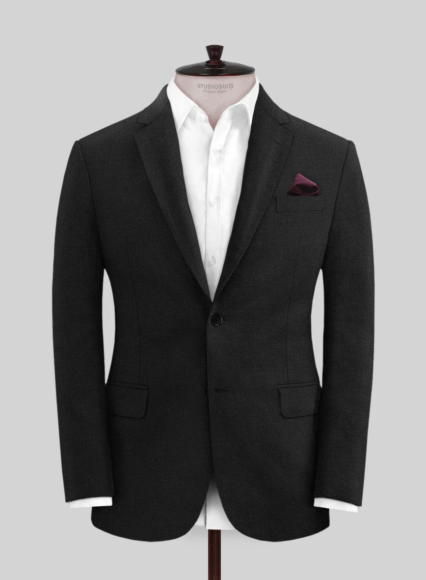 Italian Prato Black Dobby Linen Jacket