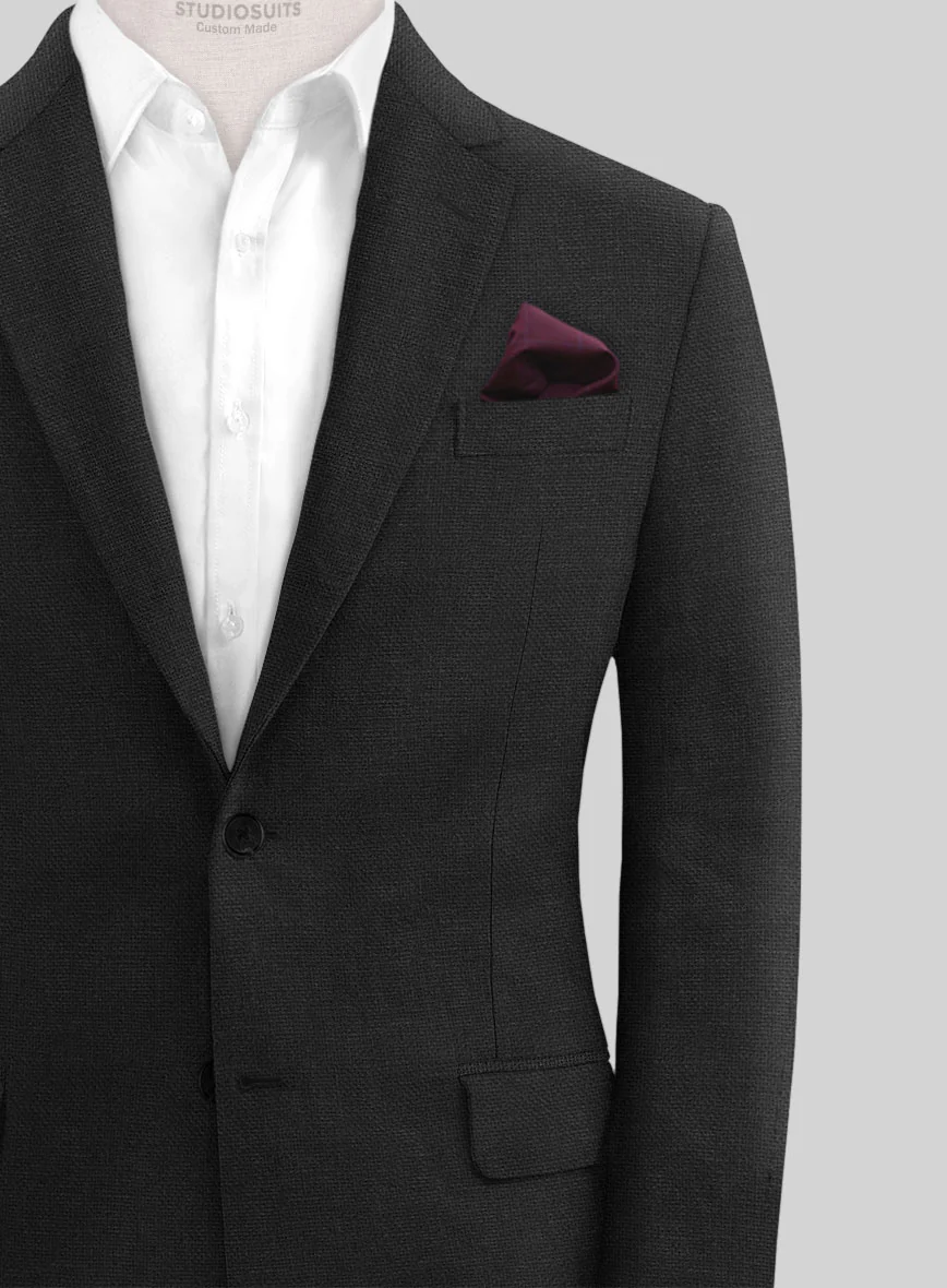 Italian Prato Black Dobby Linen Jacket - Image 2