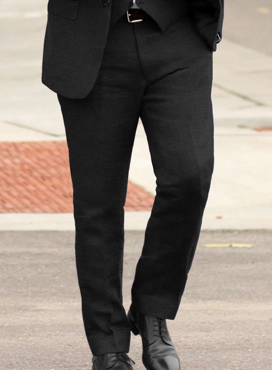 Italian Prato Black Dobby Linen Suit - Image 5