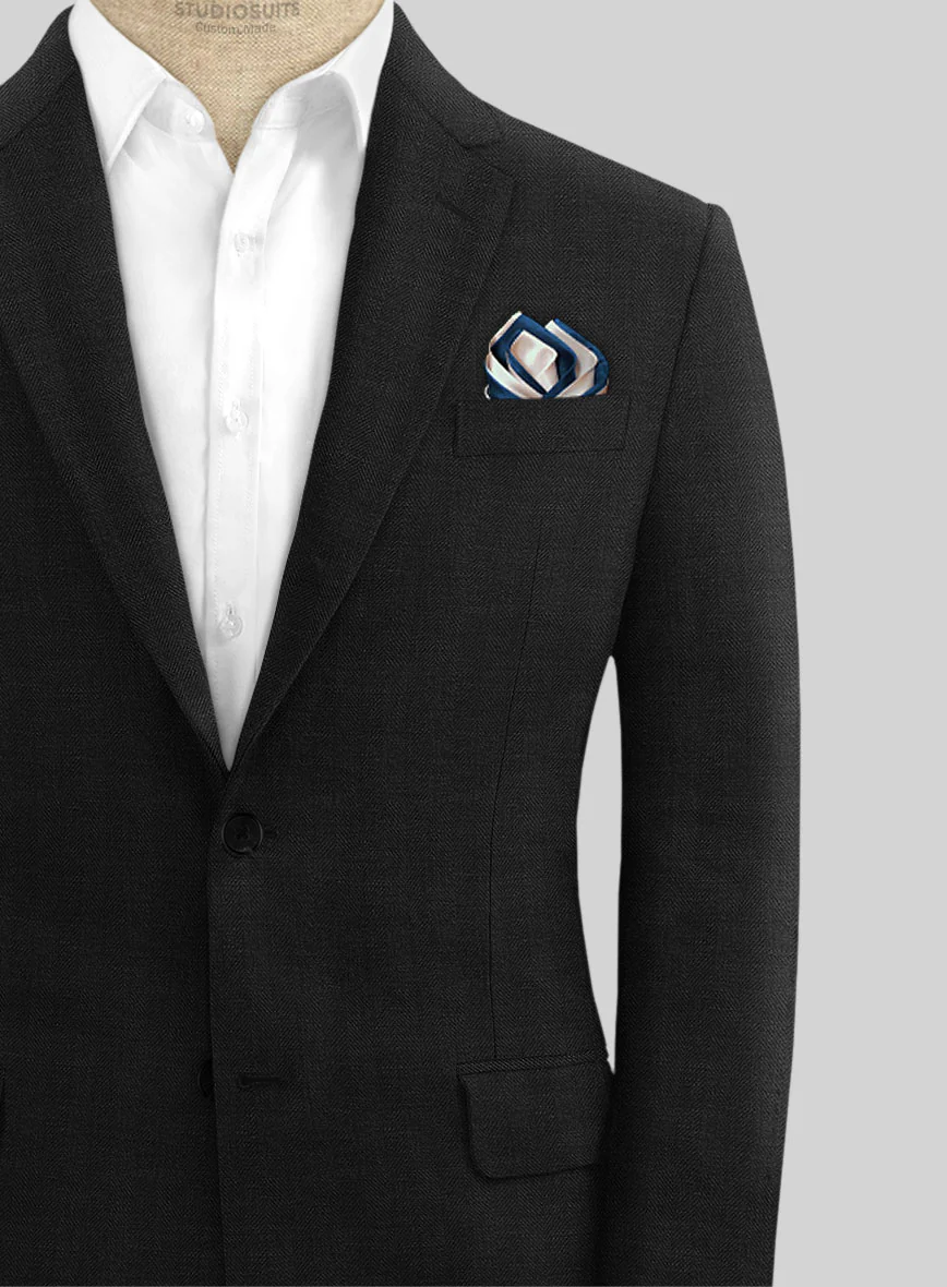 Italian Prato Black Herringbone Linen Jacket - Image 2
