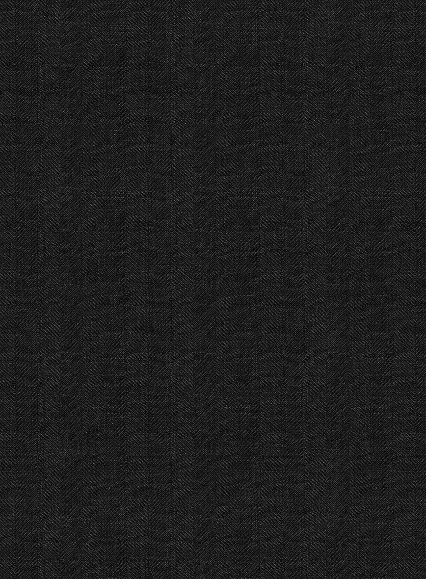 Italian Prato Black Herringbone Linen Suit - Image 7