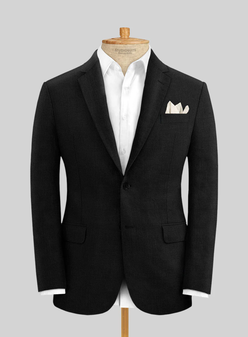 Italian Prato Black Linen Suit - Image 3